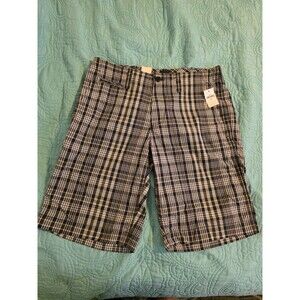 Gap‎ Men's Size 28 Blue Tan Plaid Chino Shorts NWT Preppy